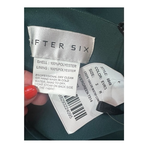 After Six Evergreen 6849 One-Shoulder Draped Cowl-Neck Maxi Dress NEW Size 2R - Picture 6 of 15